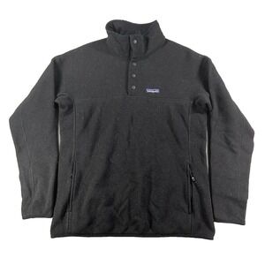 Patagonia Jacket Womens Large Black Fleece Snap Pullover Zip Pockets Outdoor